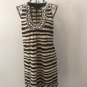 BCBGmaxazaria beaded black and white striped dress